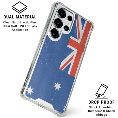 Australia Flag Distressed Galaxy S25 Ultra Clear Case